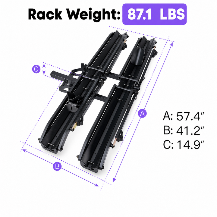 CRAVOT MagRack X2 Max Foldable Hitch Bike Rack-Tire Mount