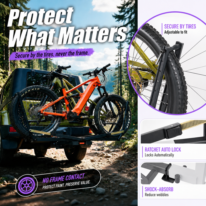 CRAVOT MagRack X2 Max Foldable Hitch Bike Rack-Tire Mount